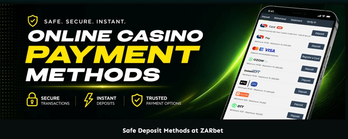 ZARbet Casino payment methods for South African players