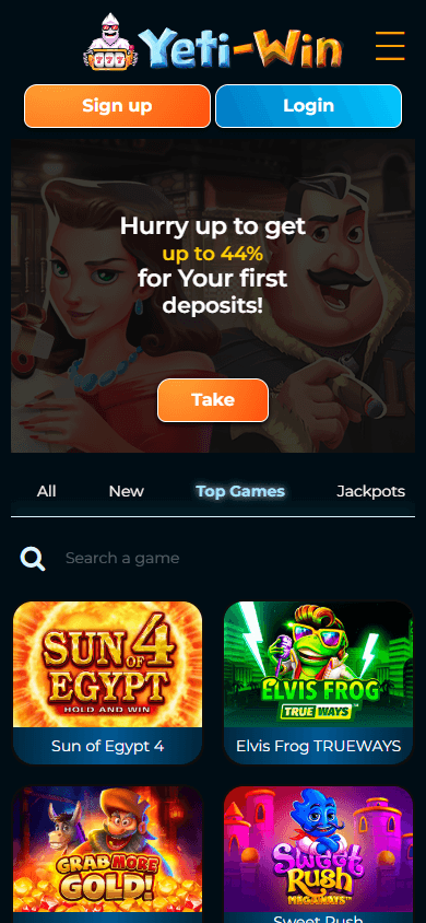 Yeti_Win_Casino_homepage_mobile