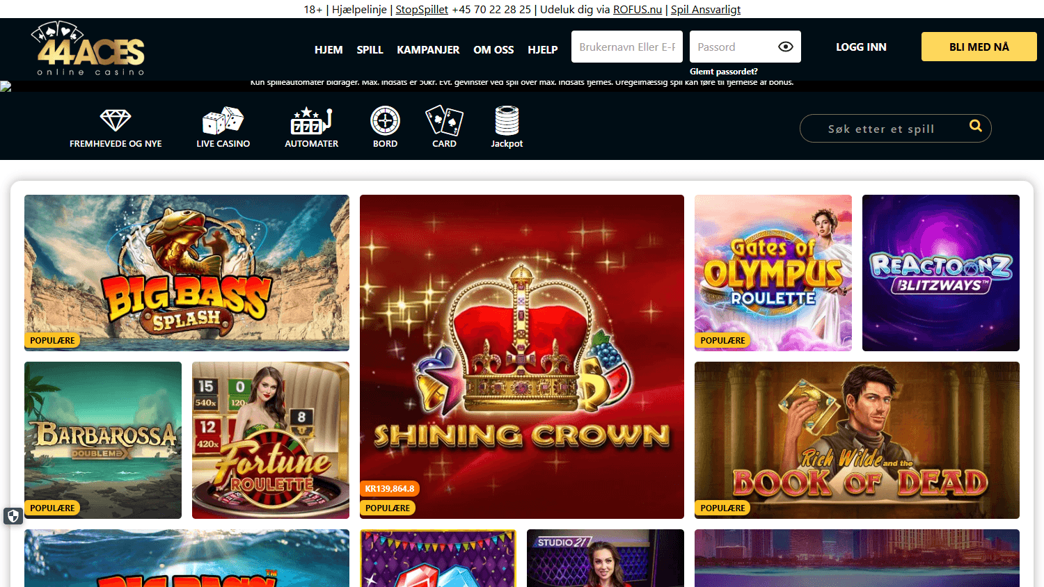 44Aces_Casino_DK_homepage_desktop