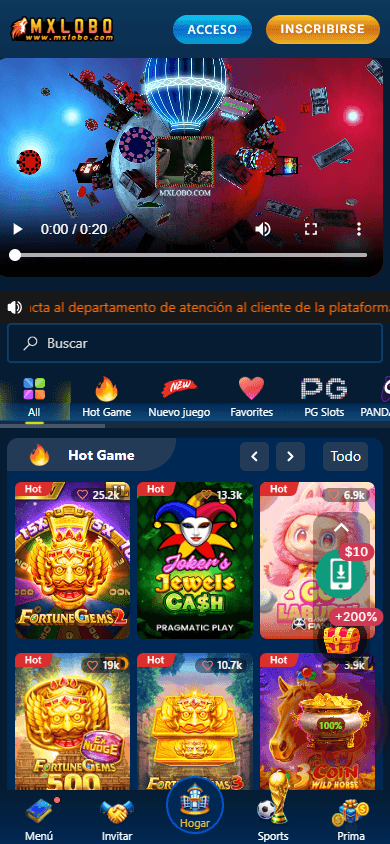 MXLOBO_Casino_homepage_mobile