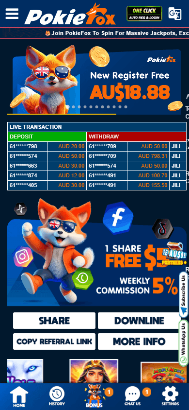 PokieFox_Casino_homepage_mobile