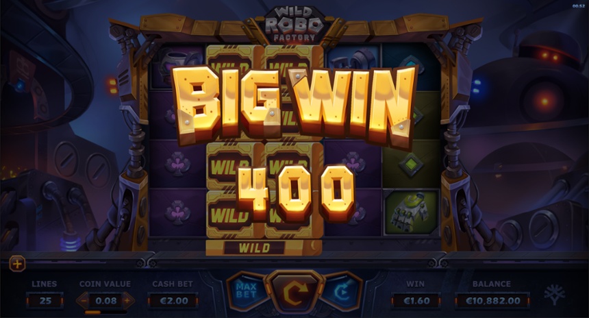 Wild Robo Factory Slot - Review, Demo Play, Payout, Free Spins: Bonuses, Wild Robo Factory Online Slot in Canada Wild Robo Factory single spin big win