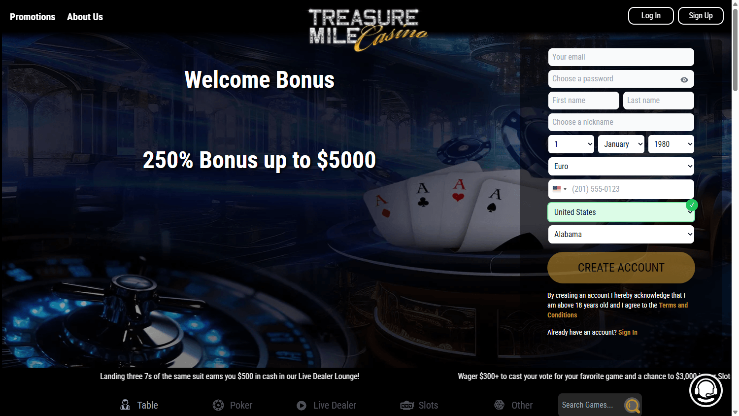 treasure_mile_casino_homepage_desktop