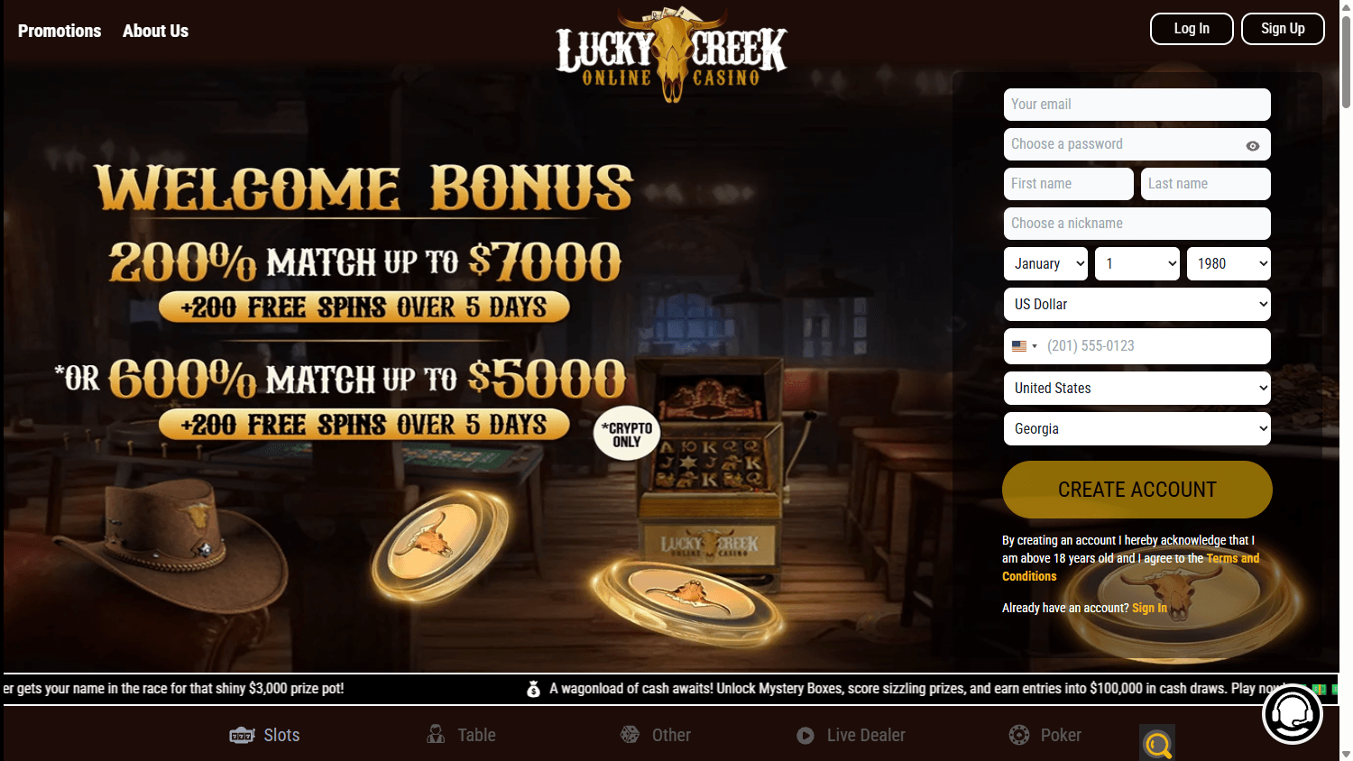 lucky_creek_casino_homepage_desktop