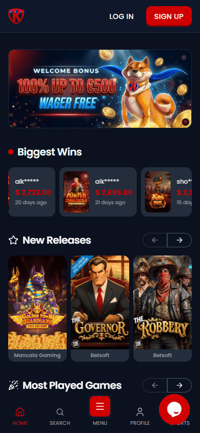 Kryptosino_Casino_homepage_mobile