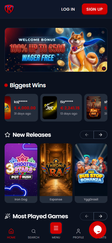 Kryptosino_Casino_homepage_mobile
