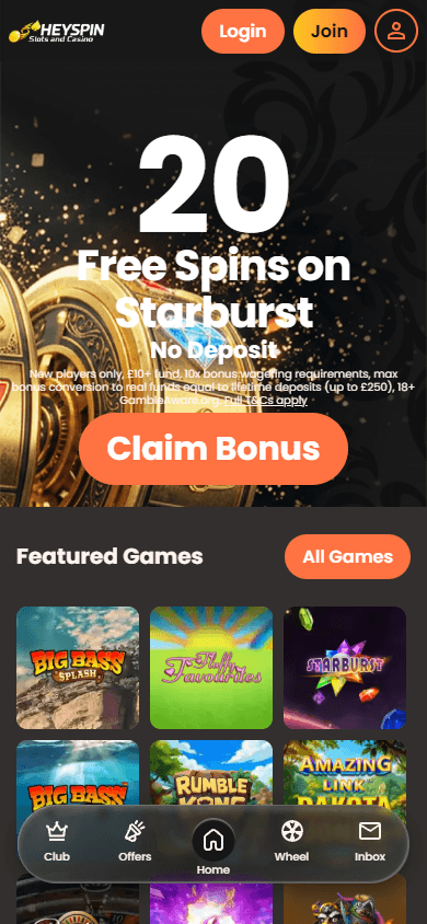 HeySpin_Casino_homepage_mobile