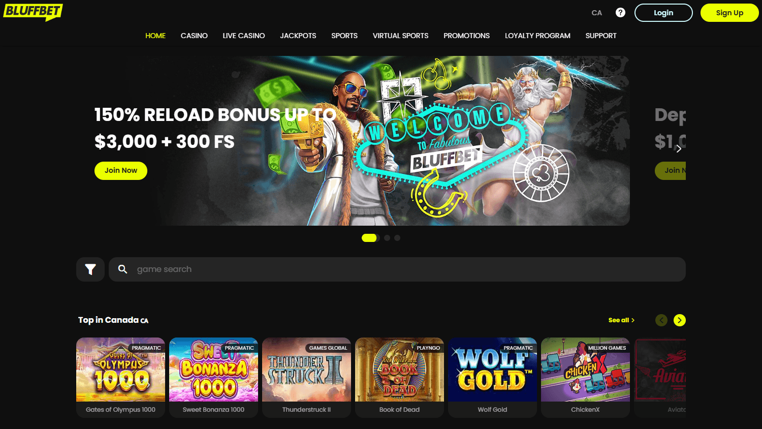 Bluffbet_Casino_homepage_desktop