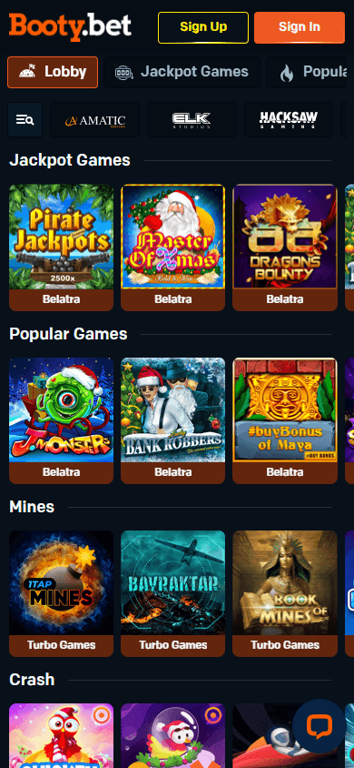 Booty.bet_Casino_homepage_mobile