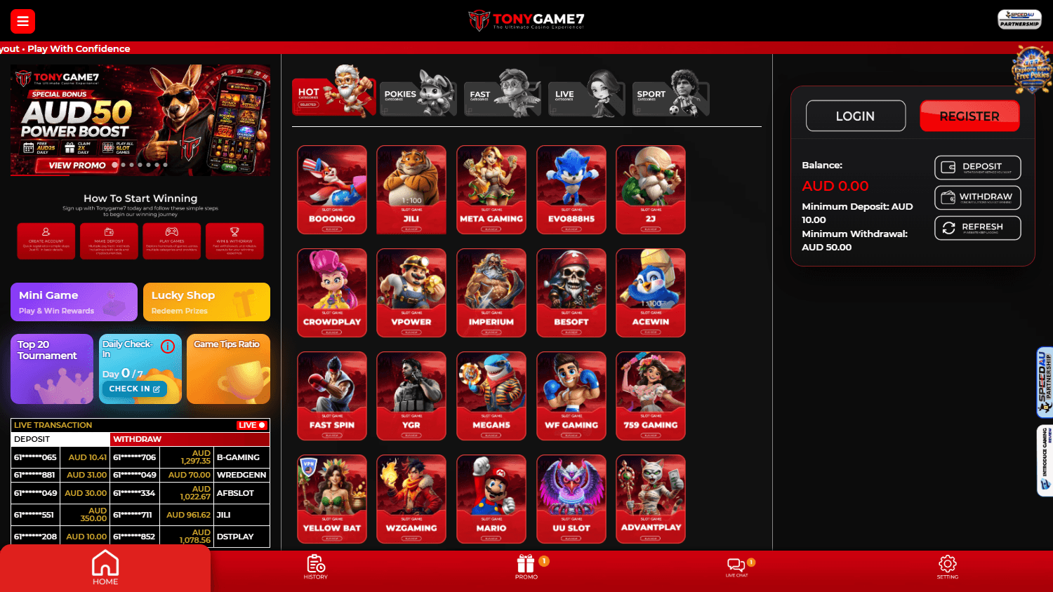 Tonygame_Casino_homepage_desktop