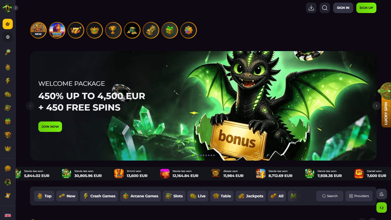 Drakaris_Casino_homepage_desktop