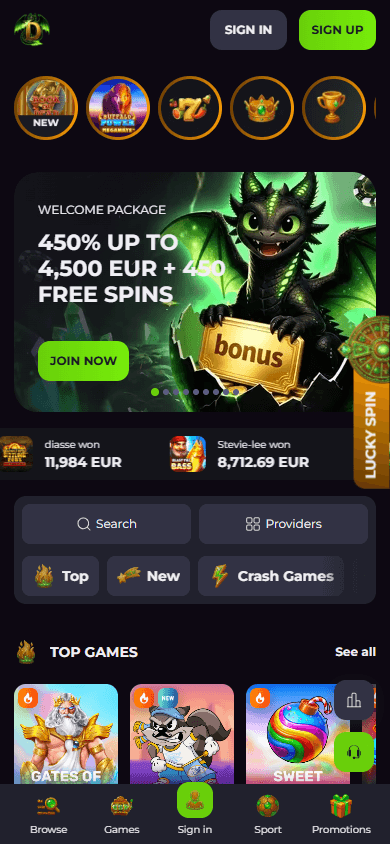 Drakaris_Casino_homepage_mobile