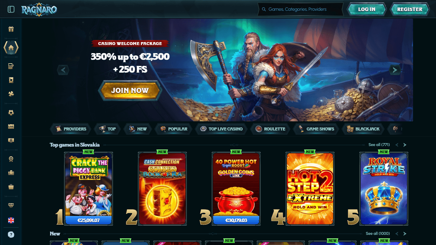 Drakaris_Casino_homepage_desktop