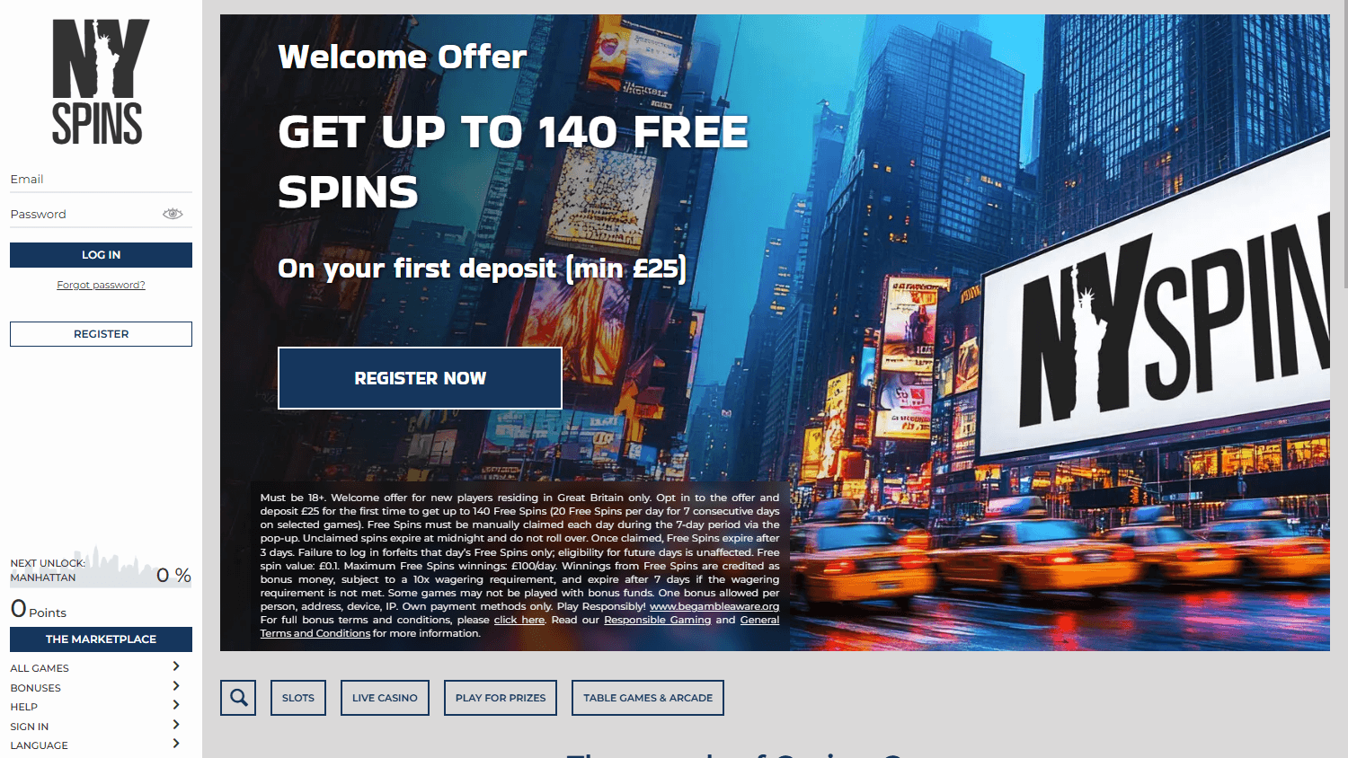 NYspins_Casino_UK_homepage_desktop