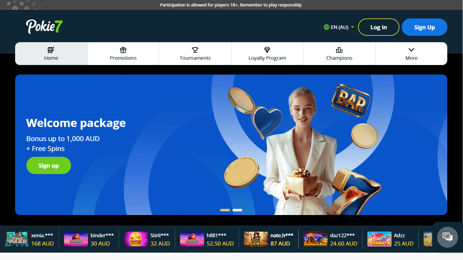 Pokie7_Casino_homepage_desktop