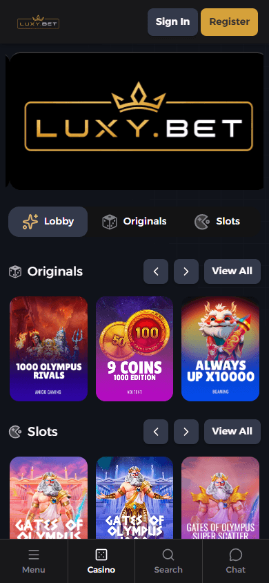 Luxy.bet_Casino_homepage_mobile