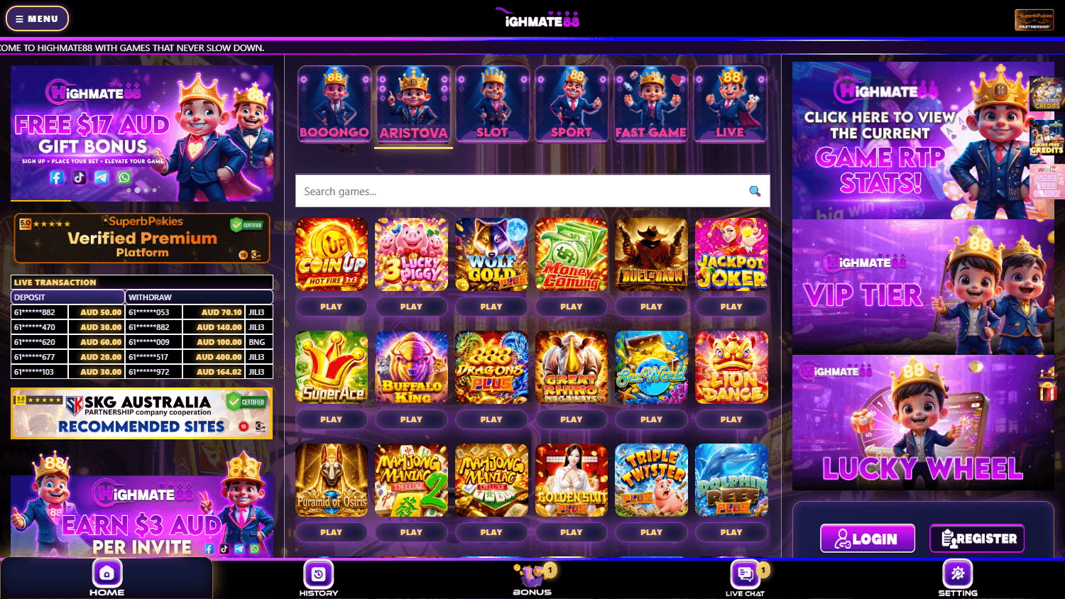 HighMate88_Casino_homepage_desktop