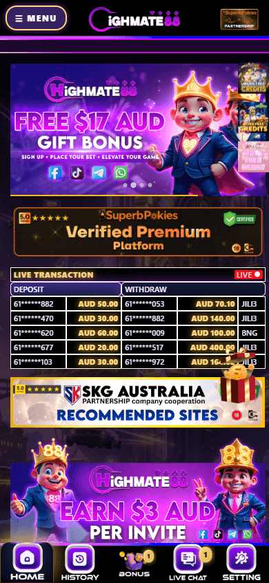 HighMate88_Casino_homepage_mobile