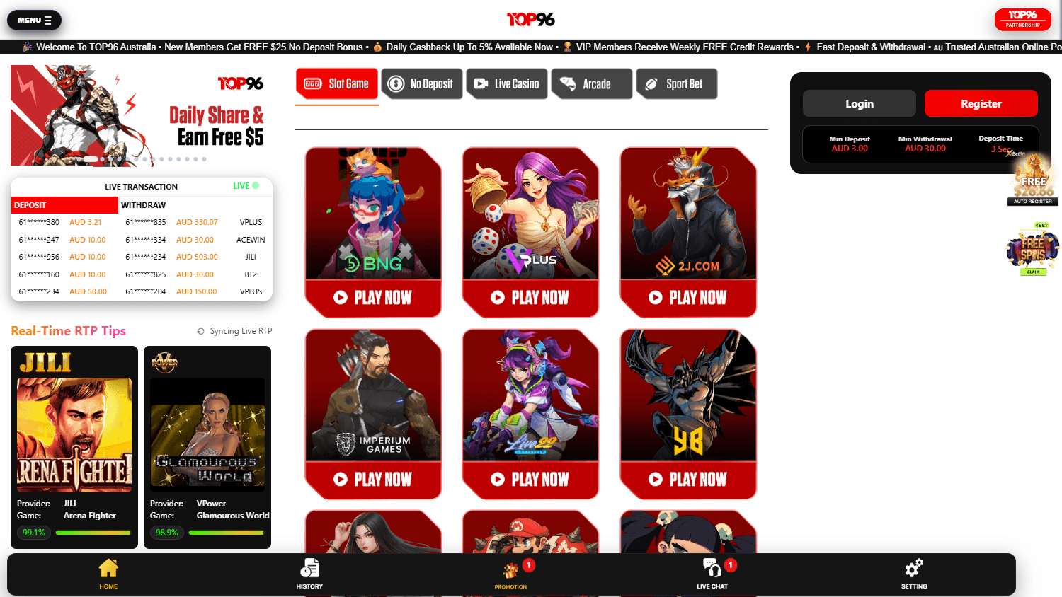 TOP96_Casino_homepage_desktop