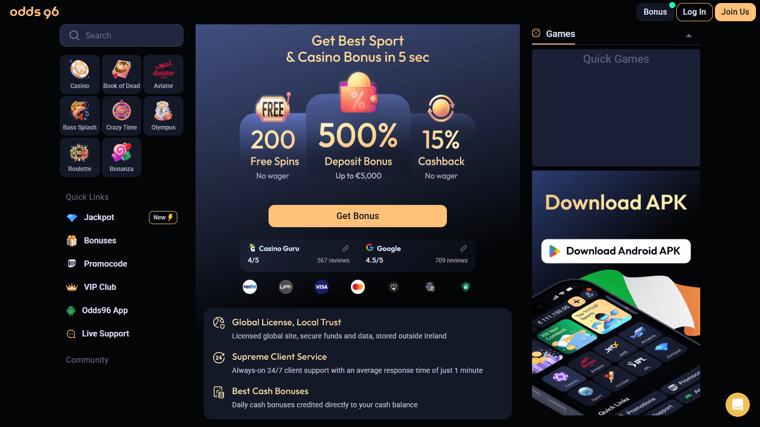 odds96_casino_homepage_desktop