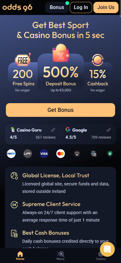 odds96_casino_homepage_mobile