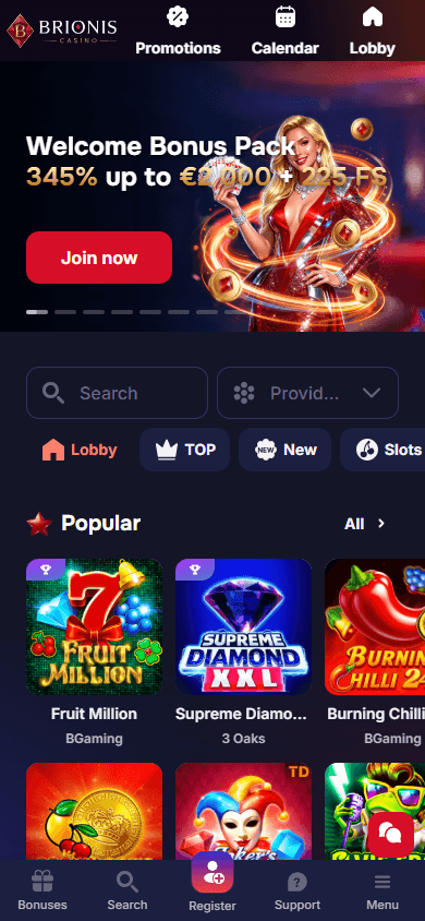 brionis_casino_homepage_mobile