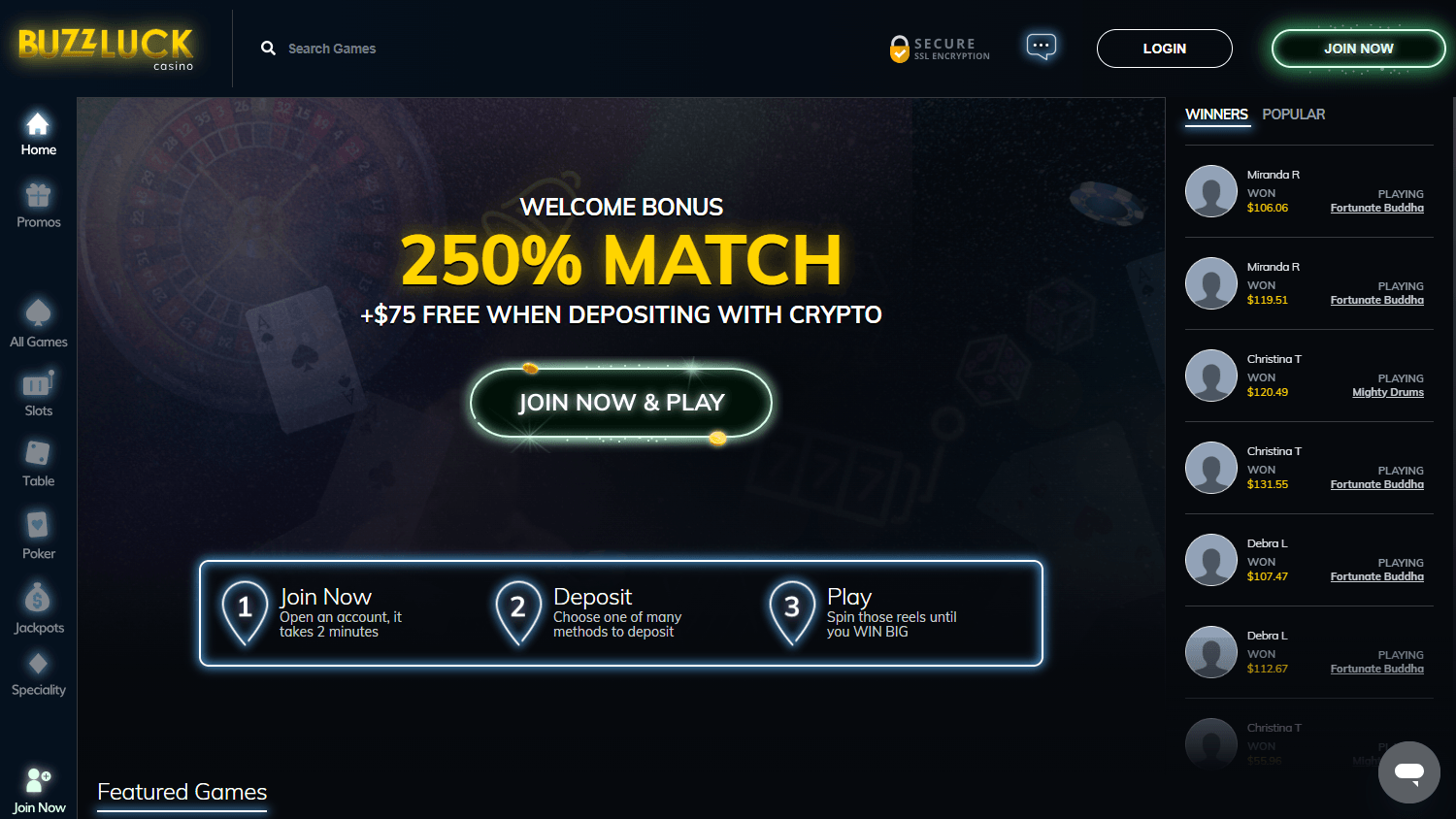 Buzzluck_Casino_homepage_desktop