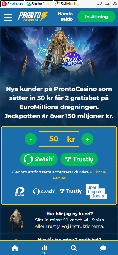 Pronto_Casino_homepage_mobile