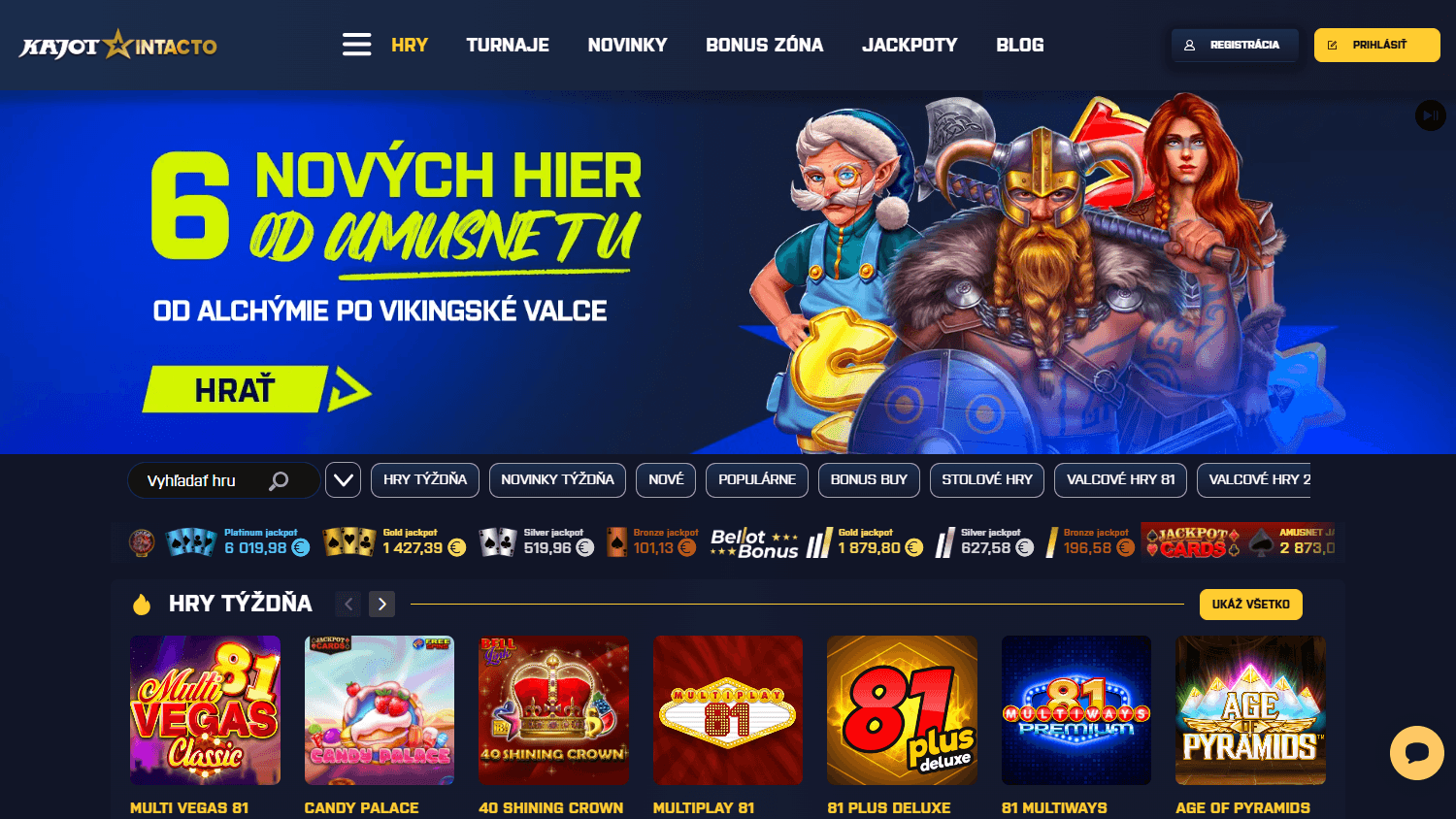 Kajotintacto_casino_homepage_desktop