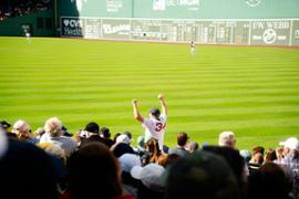 MLB Fan Cheering at Fenway Park