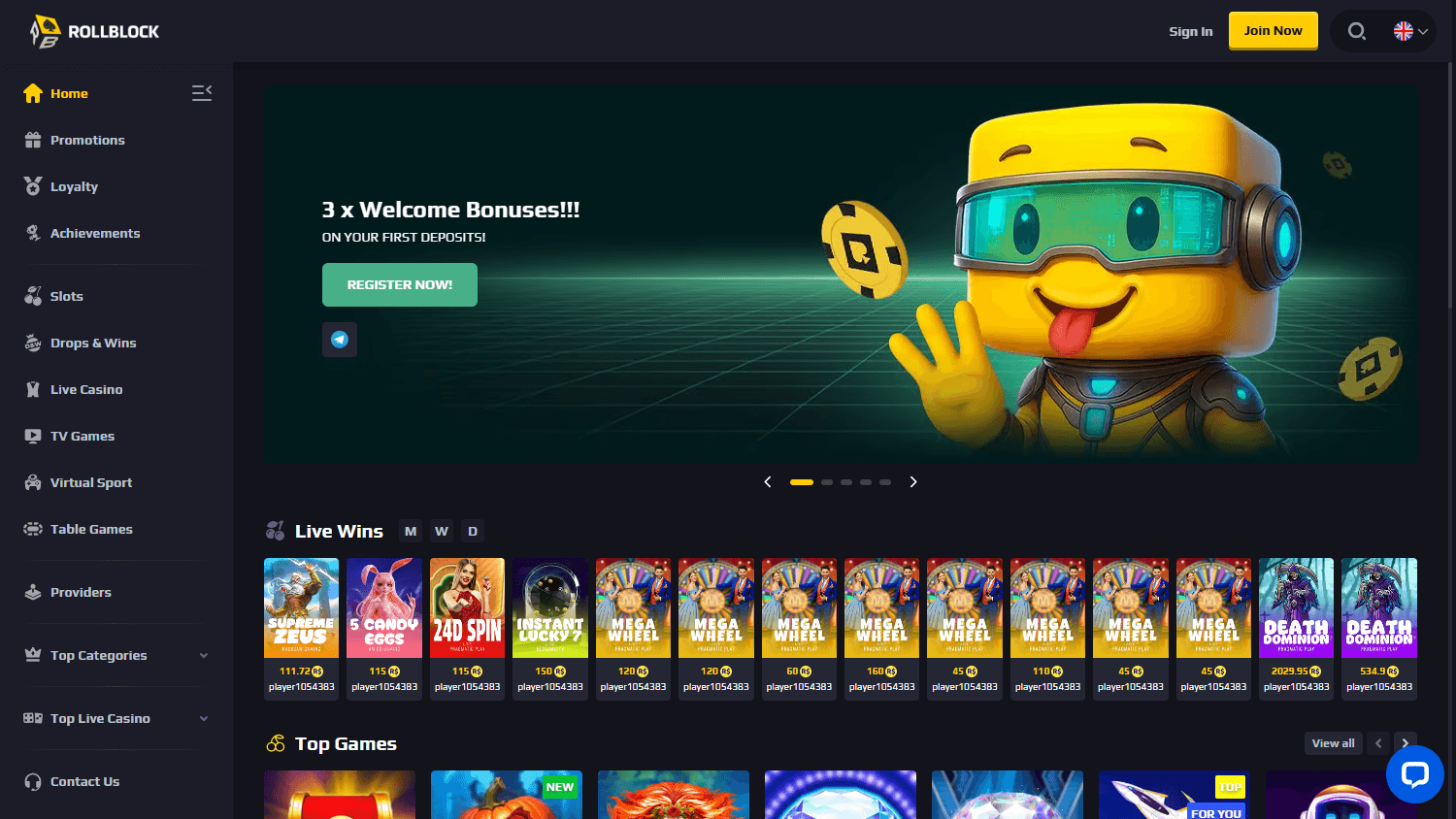 Rollblock_Casino_homepage_desktop