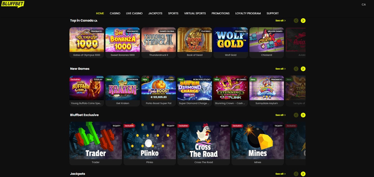 Bluffbet impressed during our online casino reviews in Canada