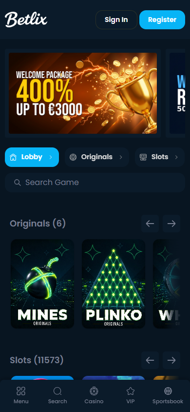 Betlix_Casino_homepage_mobile
