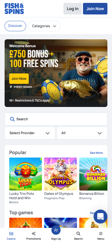 FishSpins_Casino_homepage_mobile