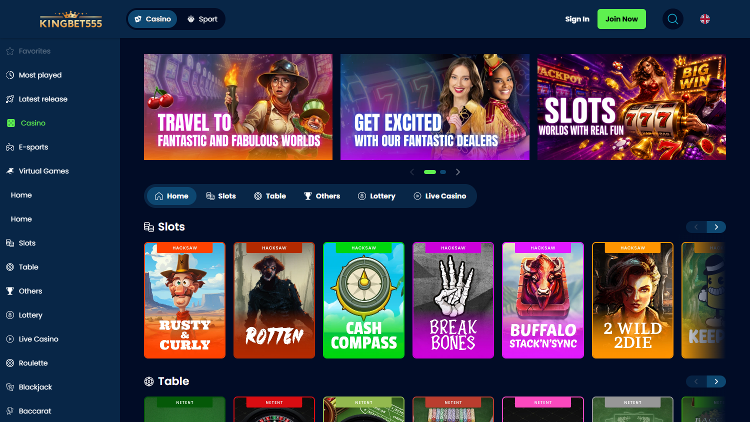 Kingbet555_Casino_homepage_desktop