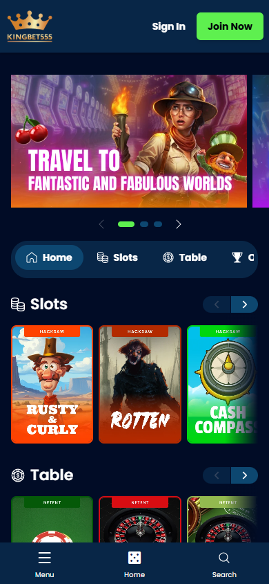 Kingbet555_Casino_homepage_mobile