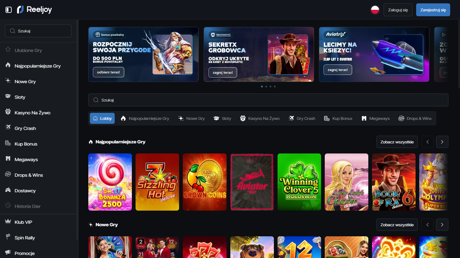 Reeljoy_Casino_homepage_desktop