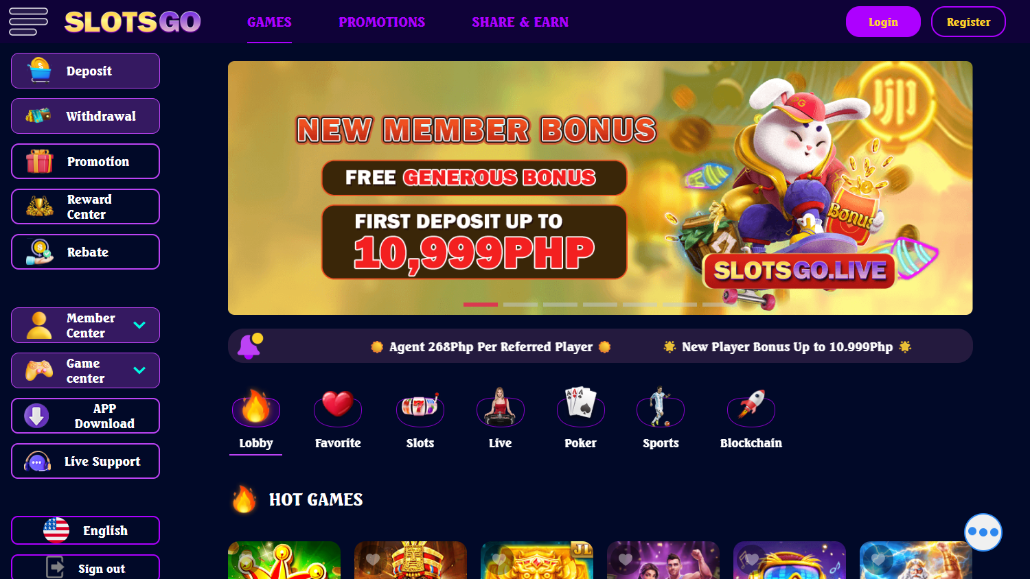 SlotsGo_Casino_homepage_desktop