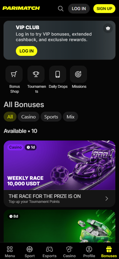 Parimatch_Casino_promotions_mobile