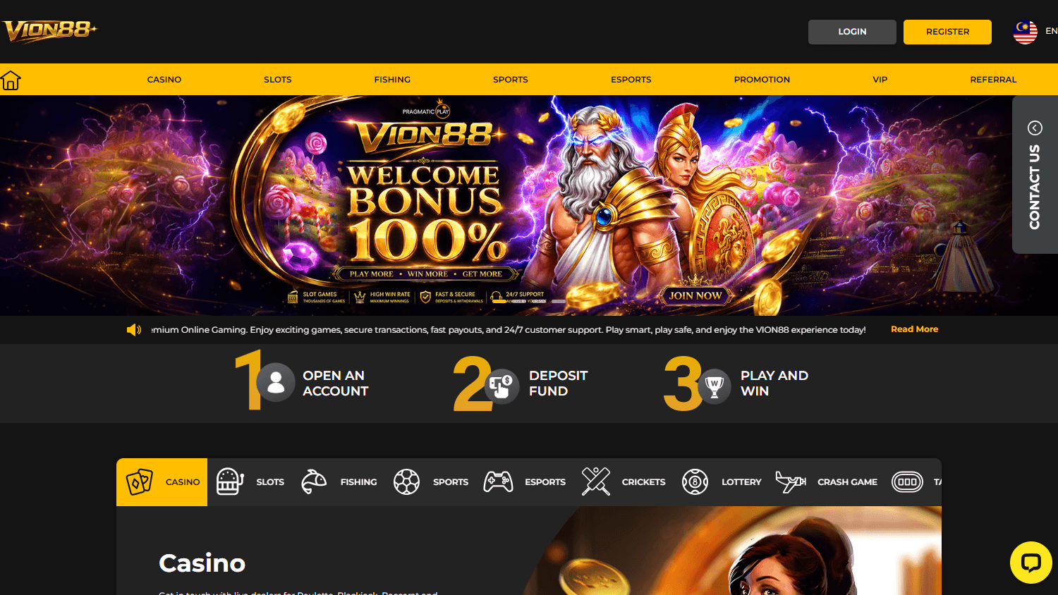 VION88_Casino_homepage_desktop