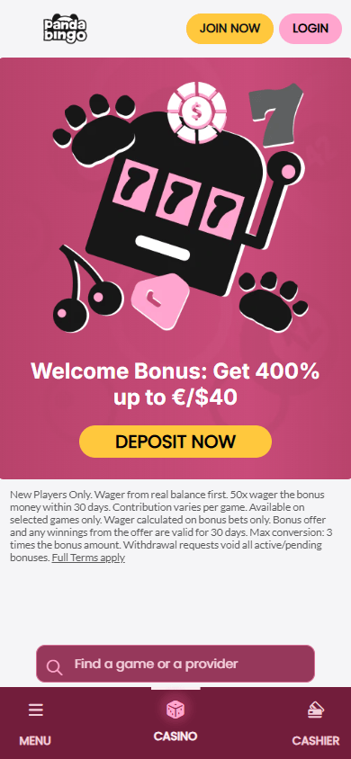 Panda_Bingo_Casino_homepage_mobile