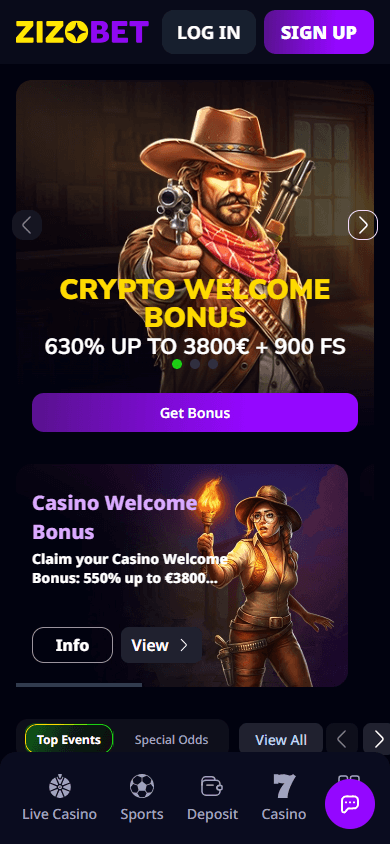 Zizobet_Casino_homepage_mobile