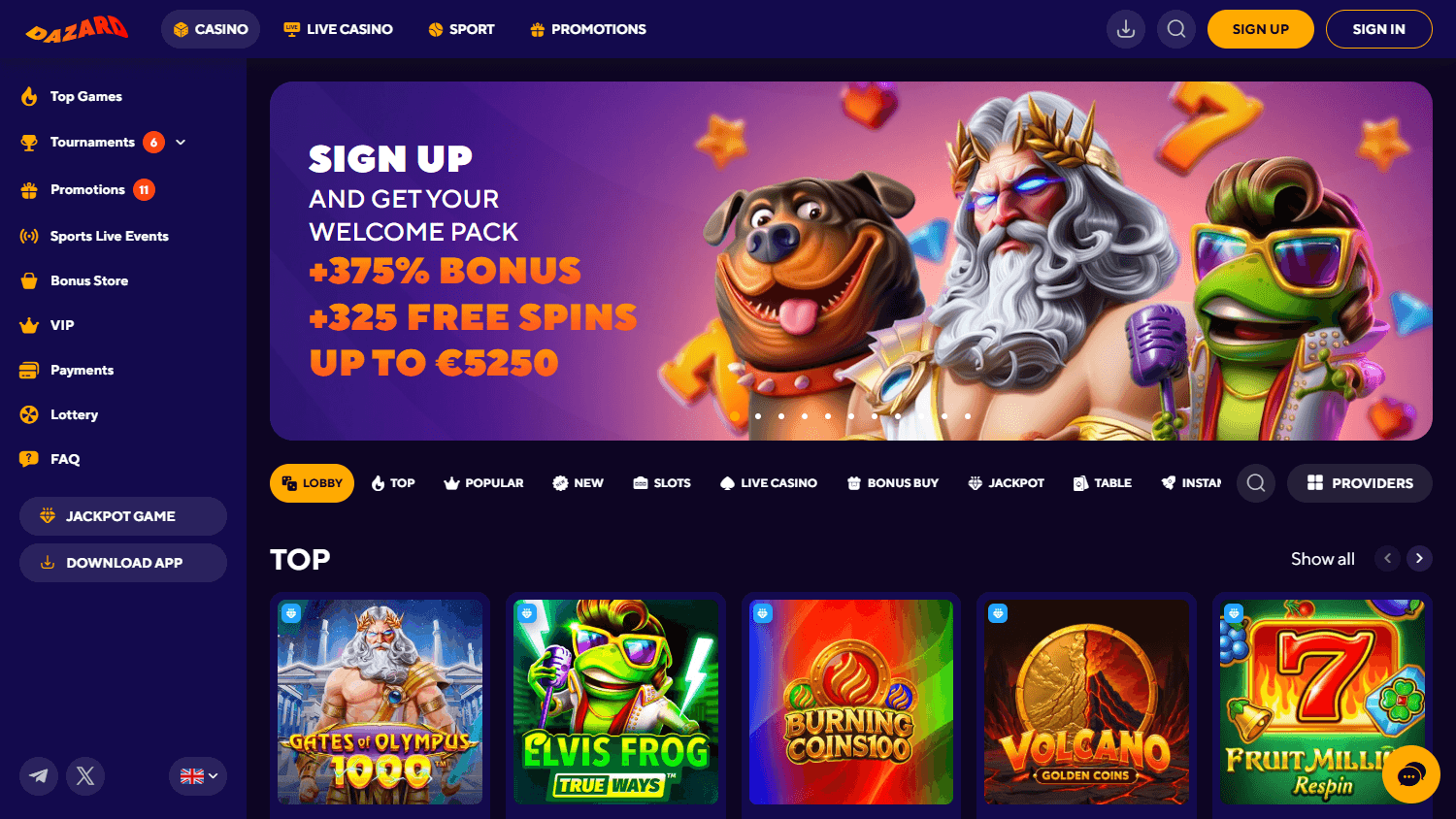 Dazard_Casino_homepage_desktop
