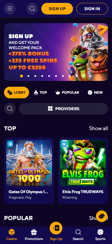 Dazard_Casino_homepage_mobile