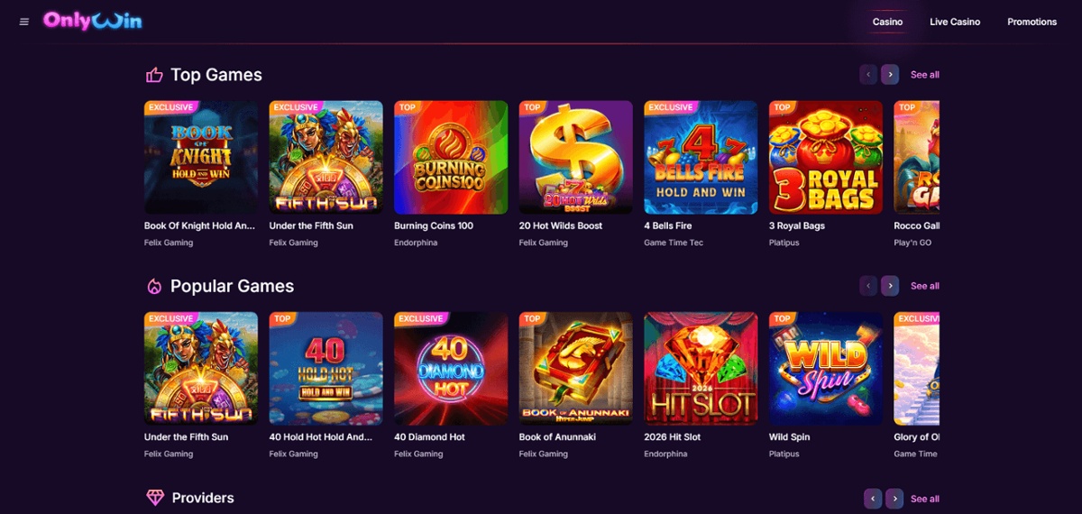 OnlyWin is a new online casino launched in Canada in June