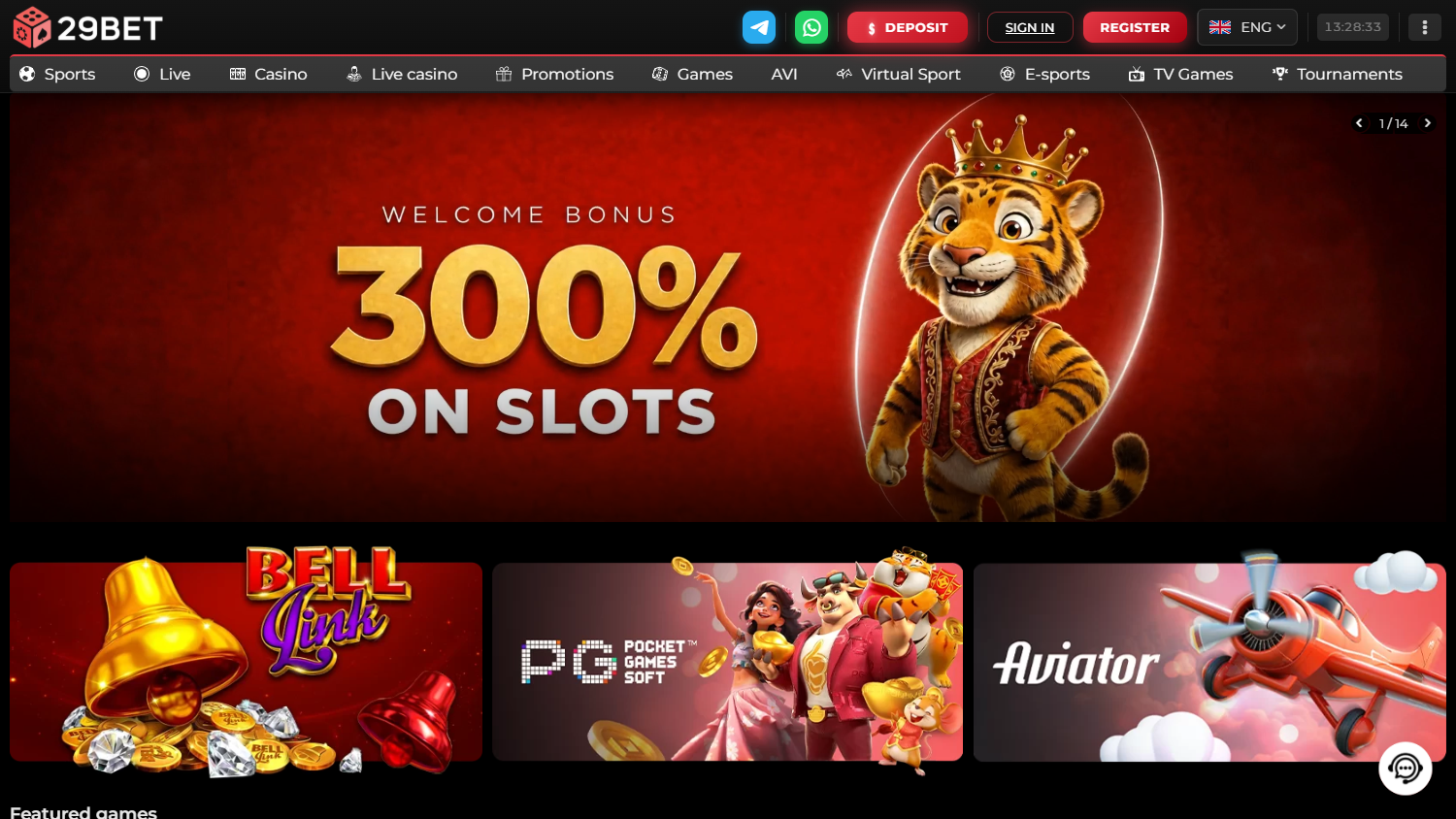 29Bet_Casino_homepage_desktop