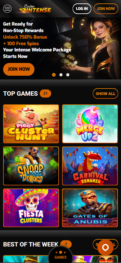 CasinoIntense_Casino_homepage_mobile