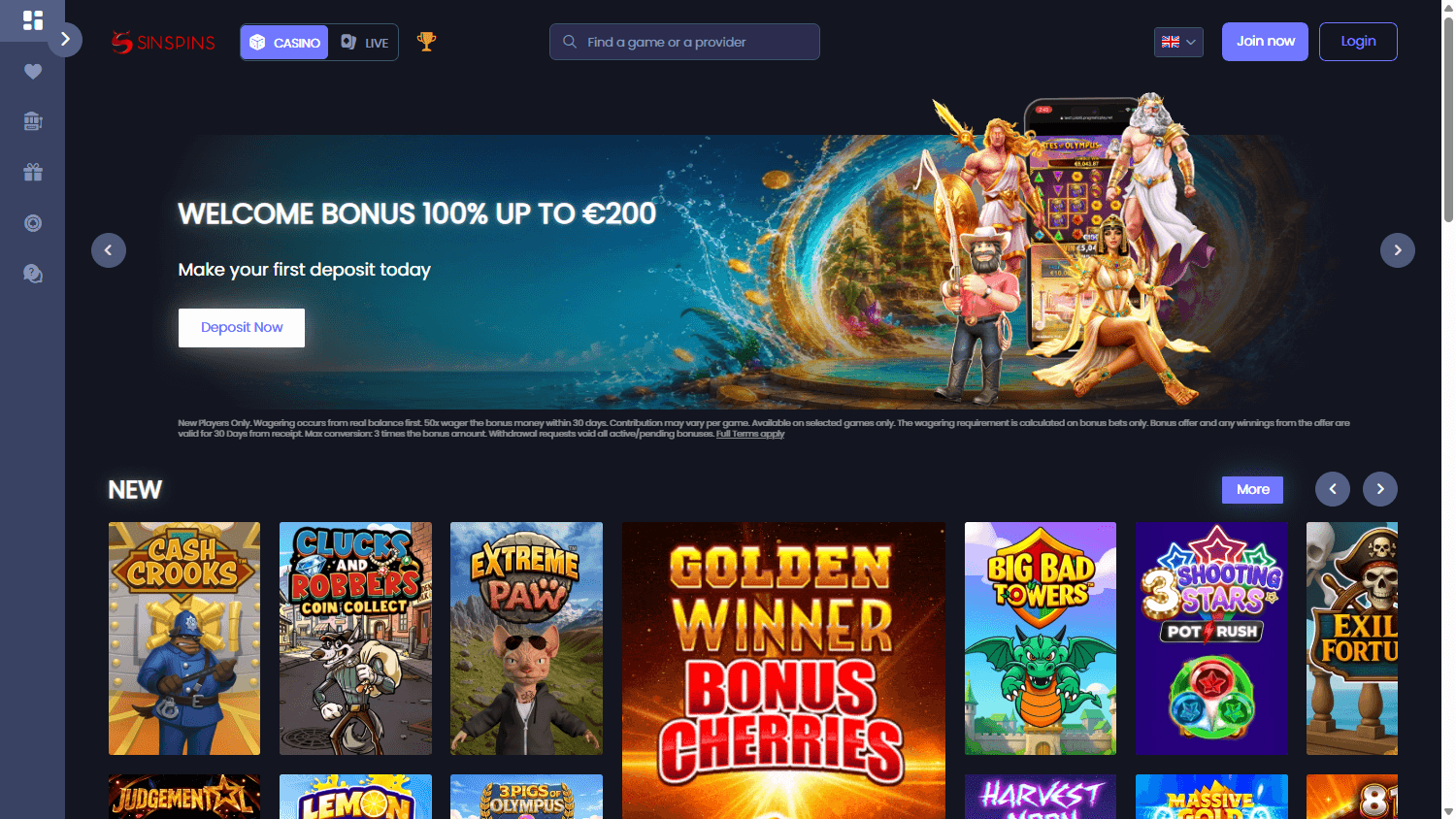 Sin_Spins_Casino_homepage_desktop
