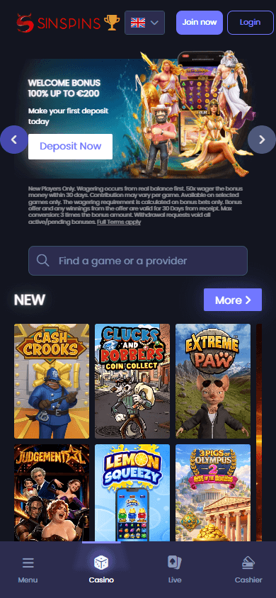 Sin_Spins_Casino_homepage_mobile