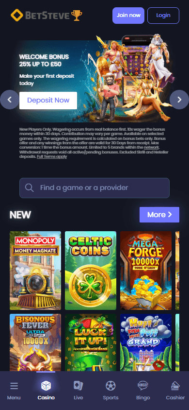 betsteve_casino_homepage_mobile